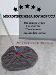 ( 1 Adet ) Gri Renk Mikrofiber Mega Boy Paspas - Mop Yedek Ucu Arkası Destekli