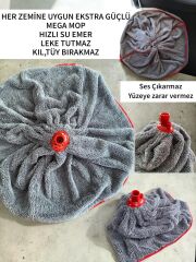 ( 1 Adet ) Gri Renk Mikrofiber Mega Boy Paspas - Mop Yedek Ucu Arkası Destekli