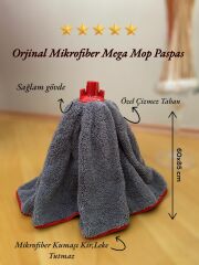 ( 1 Adet ) Gri Renk Mikrofiber Mega Boy Paspas - Mop Yedek Ucu Arkası Destekli