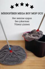 ( 1 Adet ) Gri Renk Mikrofiber Mega Boy Paspas - Mop Yedek Ucu Arkası Destekli