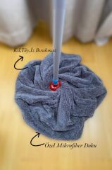 ( 1 Adet ) Gri Renk Mikrofiber Mega Boy Paspas - Mop Yedek Ucu Arkası Destekli