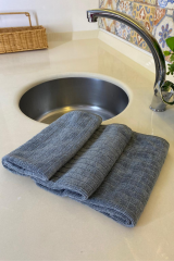 ( 3 Adet ) Mikrofiber Gri Renk Kareli Mutfak Temizlik Bezi - Tezgah Bezi El Bezi
