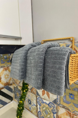 ( 3 Adet ) Mikrofiber Gri Renk Kareli Mutfak Temizlik Bezi - Tezgah Bezi El Bezi