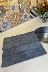 ( 3 Adet ) Mikrofiber Gri Renk Kareli Mutfak Temizlik Bezi - Tezgah Bezi El Bezi