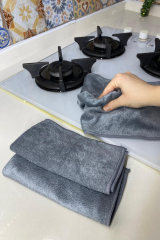 ( 3 Adet ) Gri Sihirli Ankastre, Ocak, Davlumbaz Ve Yağ Temizlik Bezi.