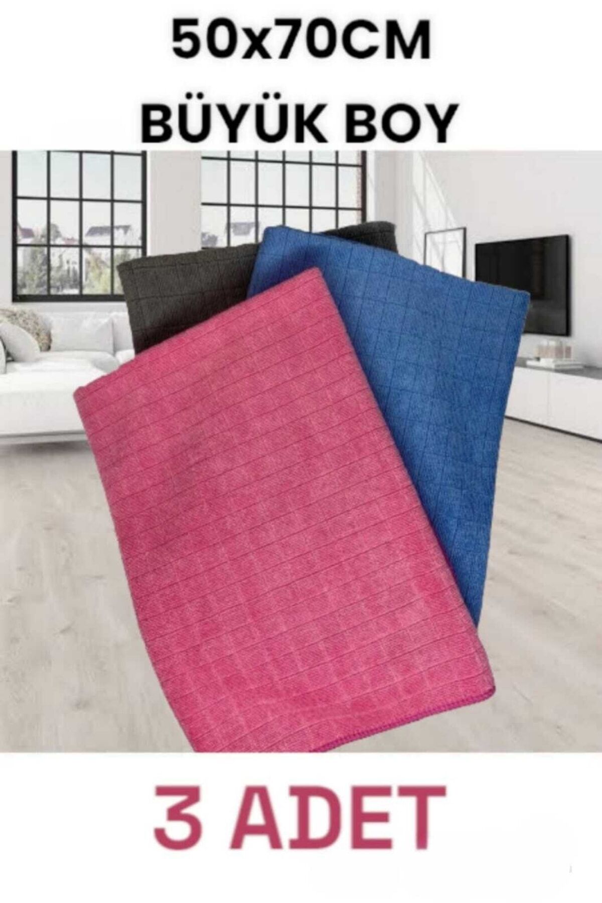 ( 3 Adet ) Büyük Boy Yer Temizlik Bezi 50*70 Cm