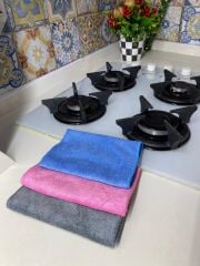 ( 3 Adet ) Mikrofiber Sihirli Bez. Ocak, Ankastre, Davlumbaz Ve Yağ Temizlik Bezi 40*40 Cm