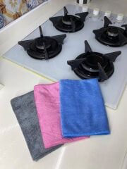 ( 3 Adet ) Mikrofiber Sihirli Bez. Ocak, Ankastre, Davlumbaz Ve Yağ Temizlik Bezi 40*40 Cm