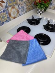 ( 3 Adet ) Mikrofiber Sihirli Bez. Ocak, Ankastre, Davlumbaz Ve Yağ Temizlik Bezi 40*40 Cm