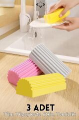 ( 3 Adet) Çok Amaçlı Temizlik Detay Süngeri Nemli Sihirli Sünger Su Emici Ve Toz Alma Süngeri