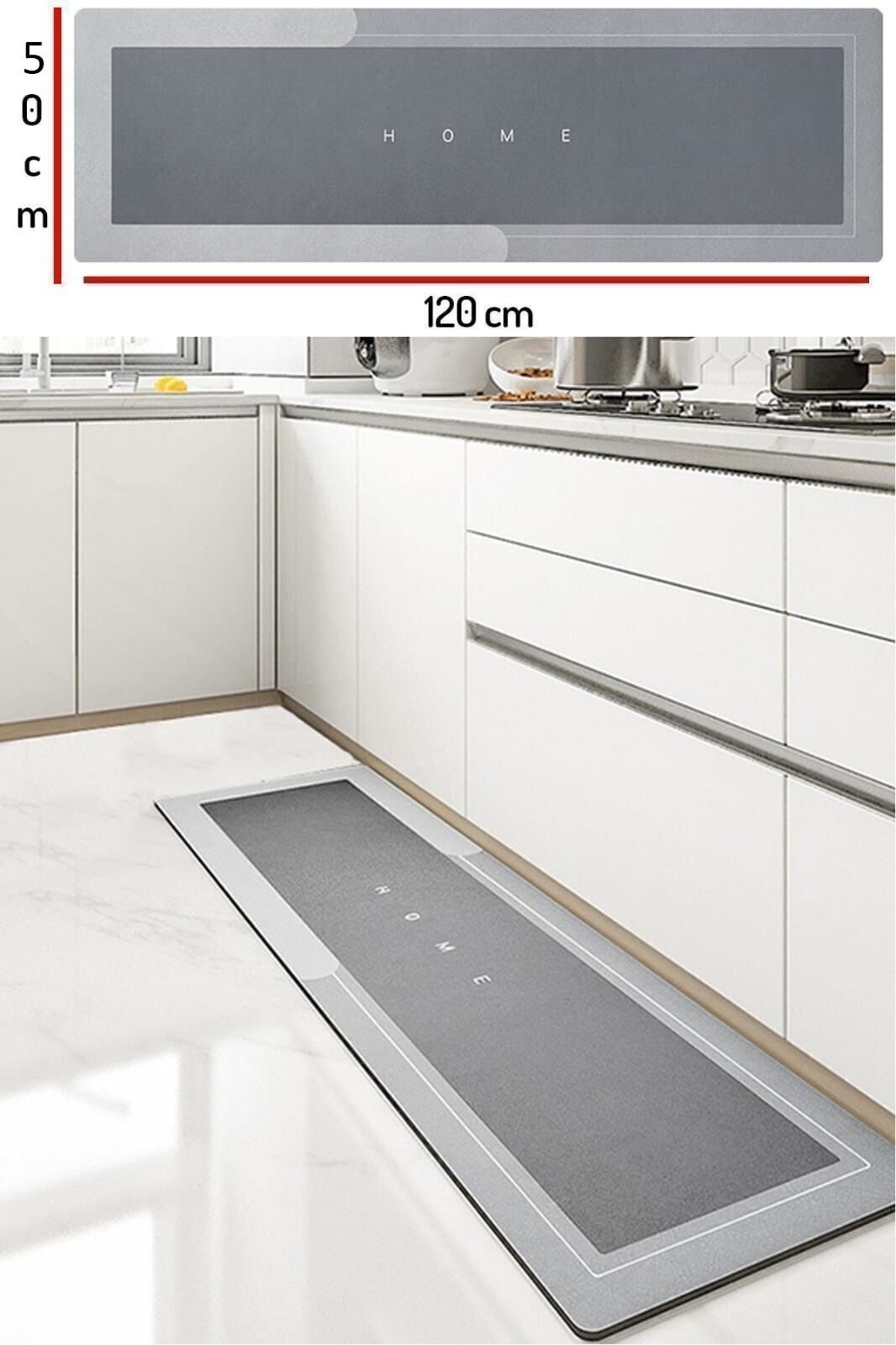 ( 1 Adet ) Banyo, Mutfak Paspası Kaymaz Tabanlı Su Emici Yapı Dikdörtgen