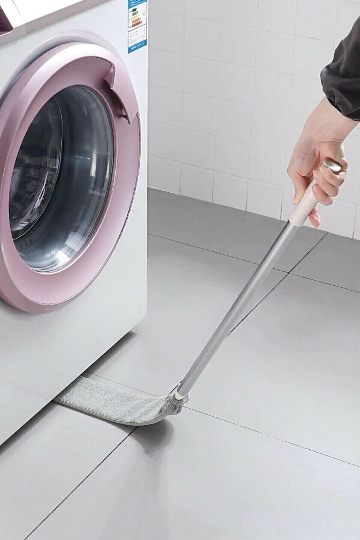 ( 1 Yedekli) Mikrofiber Başlıklı Girintili Yüzey Dip Köşe Raf Temizleme Mopu Toz Alma Fırça