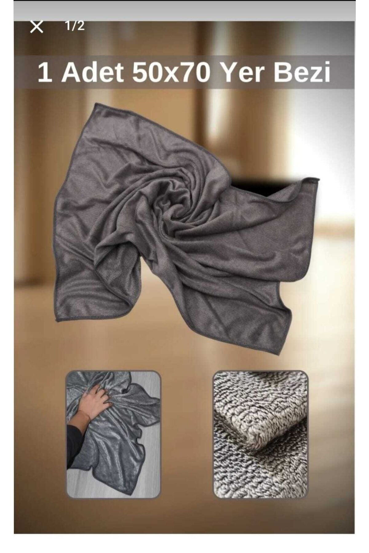 Mikrofiber Özel Seri Gri Renk Parlak Yer Temizlik Bezi Büyük Boy 50*70 Cm