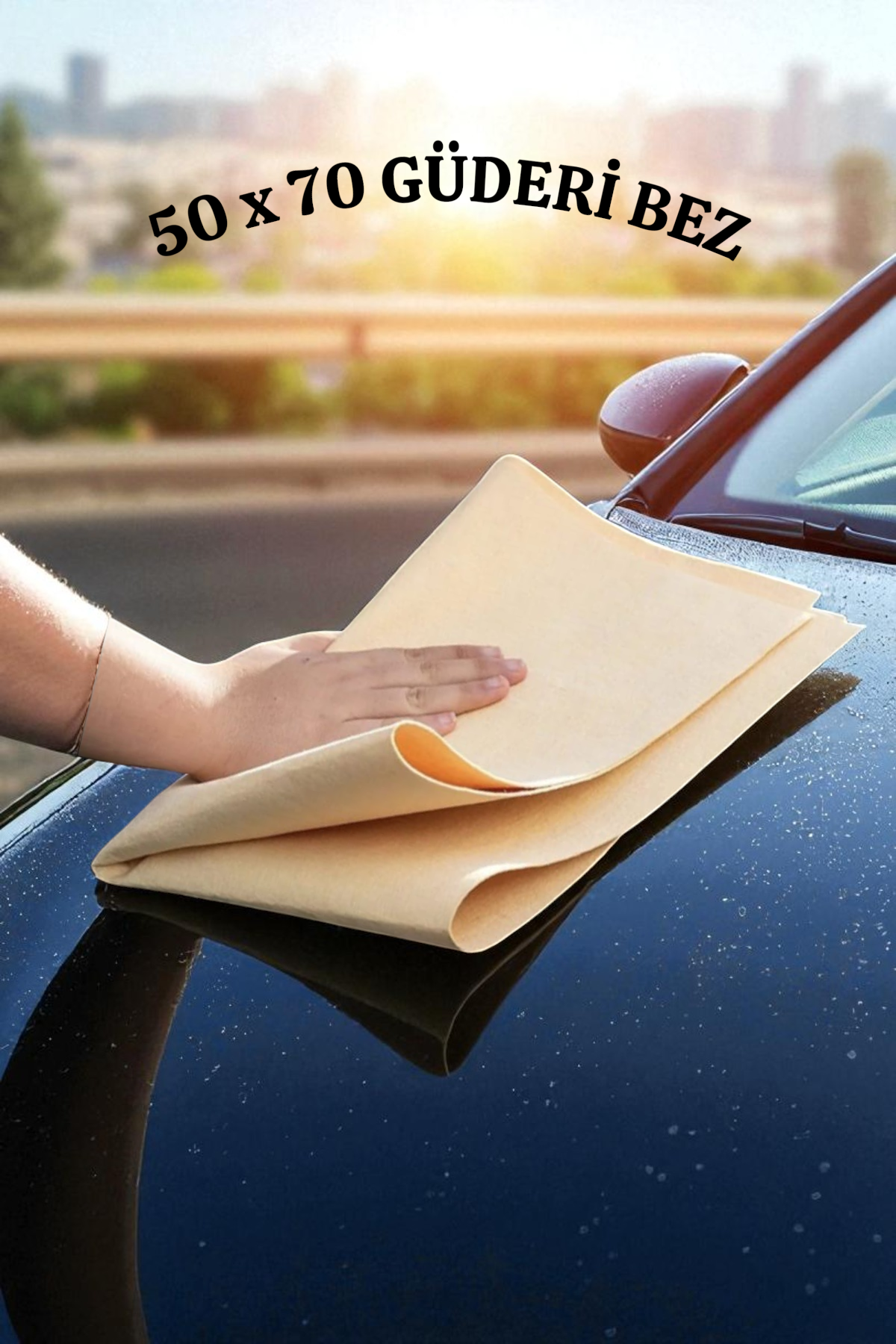 50x70 cm Premium Güderi Bez – Çizilmez, Süper Emici, Profesyonel Oto ve Ev Temizlik Bezi