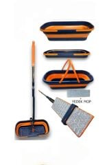 Katlanabilir Ve Tekerlekli Kovalı Mop Seti. Yedek Mop Bezi Hediyeli, Kendinden Sıkmalı Mop Seti.