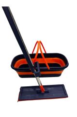 Katlanabilir Ve Tekerlekli Kovalı Mop Seti. Yedek Mop Bezi Hediyeli, Kendinden Sıkmalı Mop Seti.