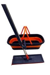 Katlanabilir Ve Tekerlekli Kovalı Mop Seti. Yedek Mop Bezi Hediyeli, Kendinden Sıkmalı Mop Seti.