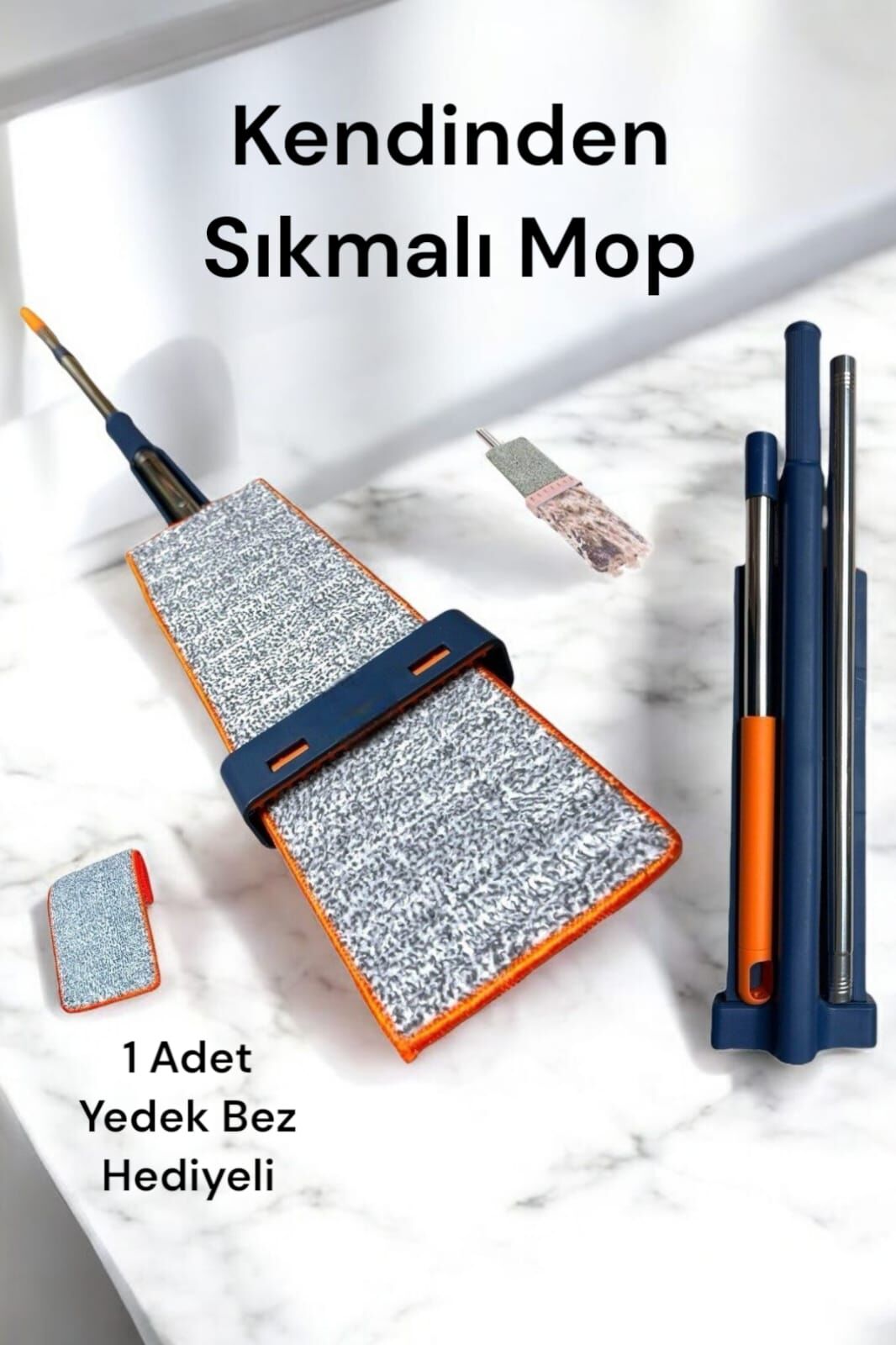 Kendinden Sıkmalı Mop 1 Adet Mikrofiber Yedek Bez Hediyeli