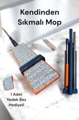 Kendinden Sıkmalı Mop 1 Adet Mikrofiber Yedek Bez Hediyeli