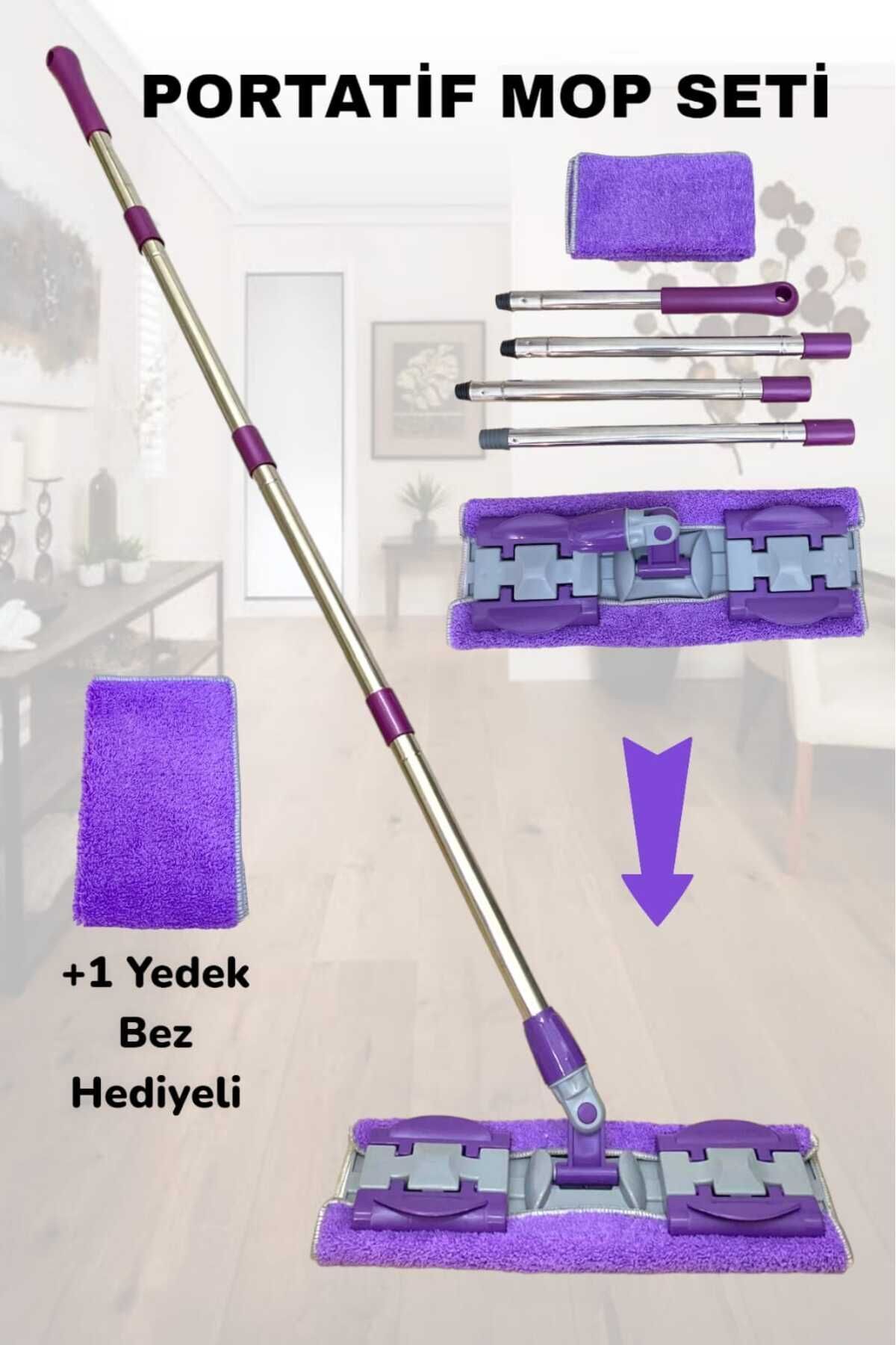 (1 ADET YEDEK BEZ HEDİYE) Mikrofiber Mandallı Mop. Yer,duvar,fayans Ve Yüzey Temizlik Mop