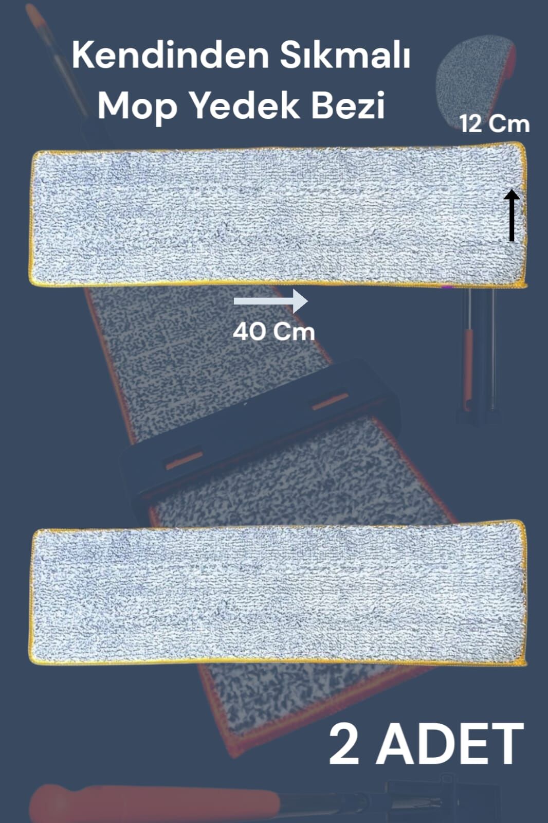 2 ADET - Kendinden Sıkmalı Mop Mikrofiber Yedek Bezi - Sadece Bez