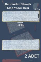 2 ADET - Kendinden Sıkmalı Mop Mikrofiber Yedek Bezi - Sadece Bez
