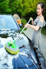 1 Adet Yedek Bez Hediyeli Mikrofiber Araba Yıkama Fırçası - Teleskopik Uzun Saplı Araba Fırçası