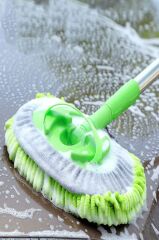 1 Adet Yedek Bez Hediyeli Mikrofiber Araba Yıkama Fırçası - Teleskopik Uzun Saplı Araba Fırçası