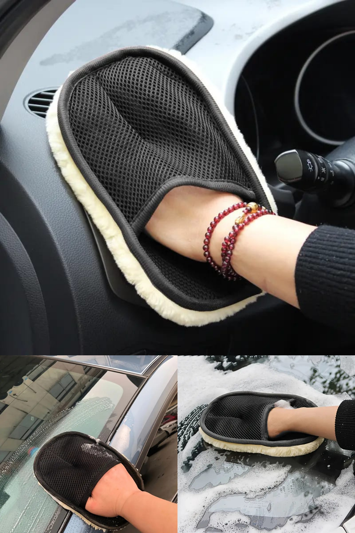 Ultra-Yumuşak Araba Temizleme Eldiveni - Cila Eldiveni - Oto Bakım Temizleme - Fileli Eldiven