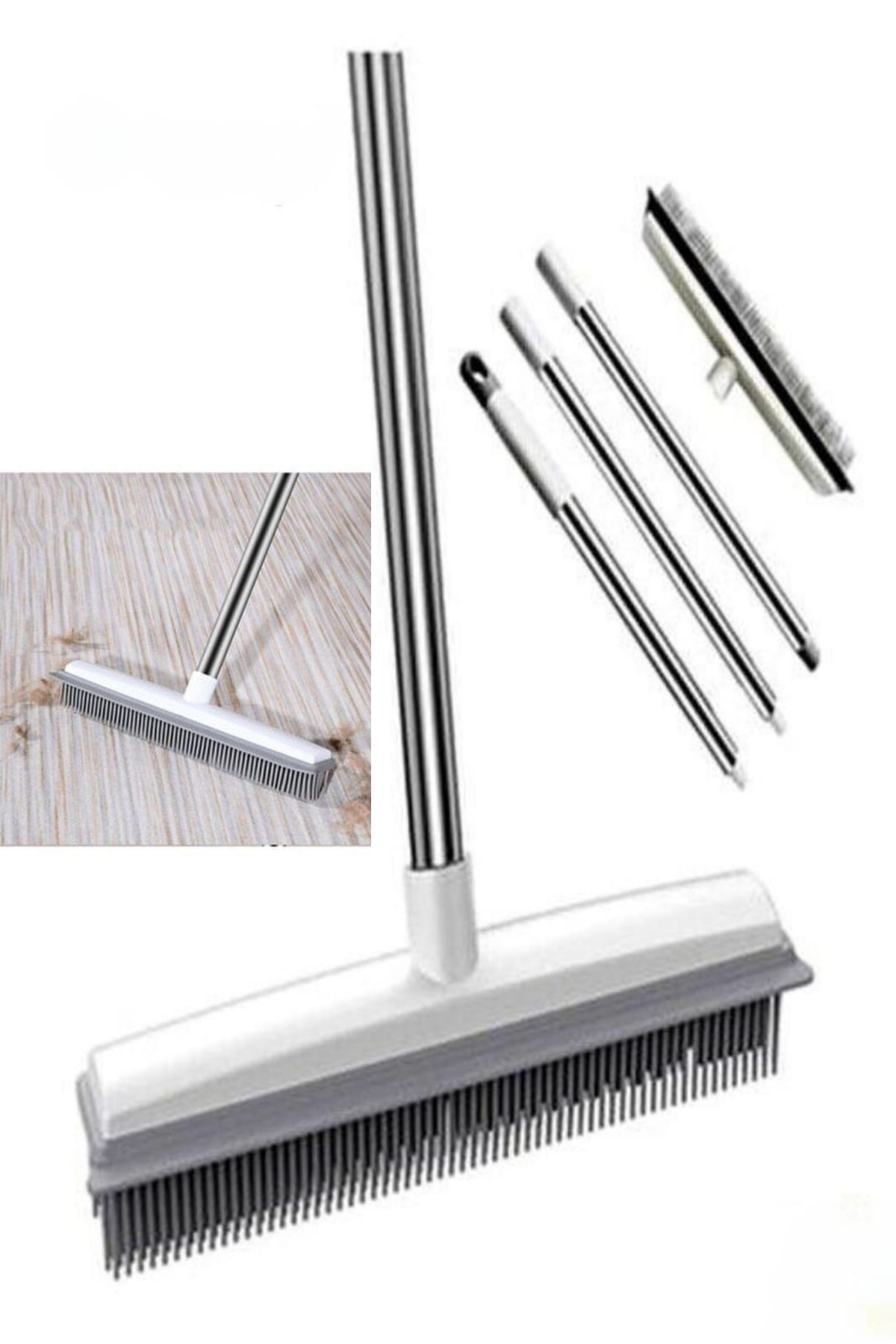 Kauçuk Çekpas Fırça. Paspas Mop - Teleskopik Saplı Uzayabilen Temizlik Fırçası