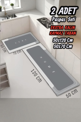 2 Adet Su Emici Kaymaz Taban Banyo & Mutfak Paspası Seti Mutfak Tezgah Önü Paspas 50x120 Cm 50x70Cm